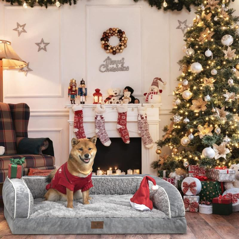 Dog Beds for Large Dogs, Washable Dog Bed Sofa with Removable Cover, Waterproof Dog Bed Couch with Nonslip Bottom, High Bolster Dog Bed, Orthopedic Dog Bed