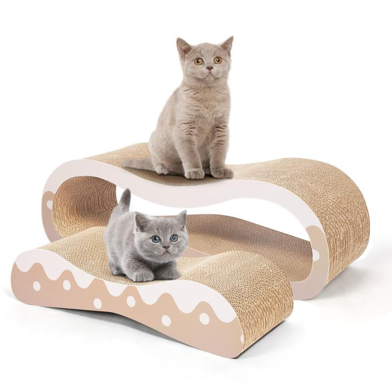 Fluffydream2 in 1 Cat Scratcher Cardboard Lounge Bed, Cat Scratching Board