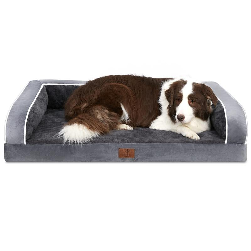 Dog Beds for Large Dogs, Washable Dog Bed Sofa with Removable Cover, Waterproof Dog Bed Couch with Nonslip Bottom, High Bolster Dog Bed, Orthopedic Dog Bed