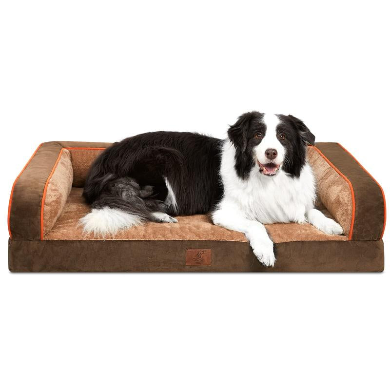 Dog Beds for Large Dogs, Washable Dog Bed Sofa with Removable Cover, Waterproof Dog Bed Couch with Nonslip Bottom, High Bolster Dog Bed, Orthopedic Dog Bed