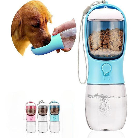 ABS Heat-Resistant Dog Travel Bottle - 2-In-1 Food & Water Container (180°F Safe), Leakproof Portable Bowl for Hiking/Car Rides, Fits Lab/Golden Retriever (16Oz)