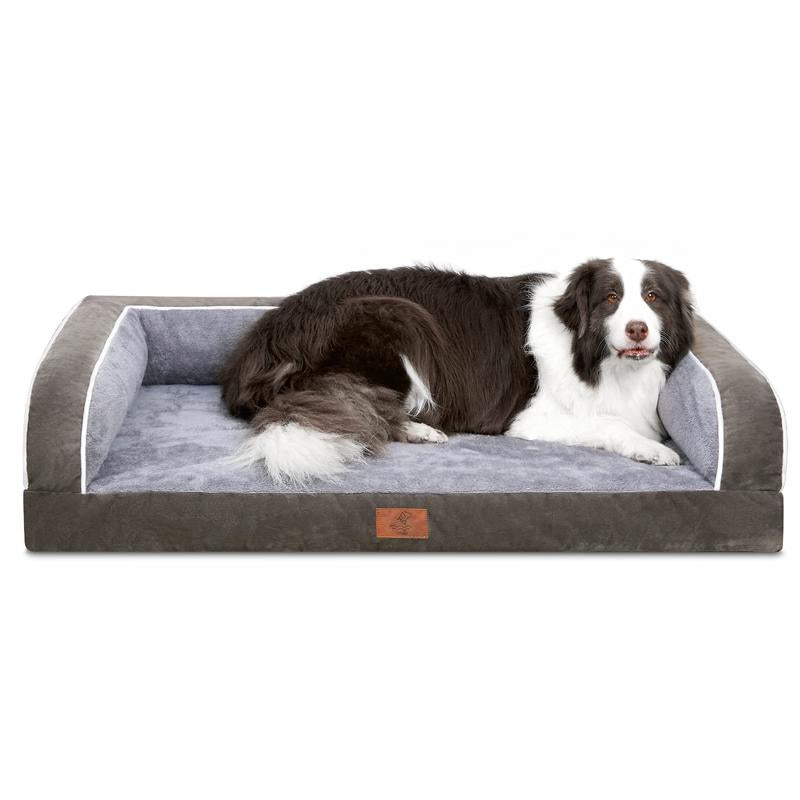 Dog Beds for Large Dogs, Washable Dog Bed Sofa with Removable Cover, Waterproof Dog Bed Couch with Nonslip Bottom, High Bolster Dog Bed, Orthopedic Dog Bed